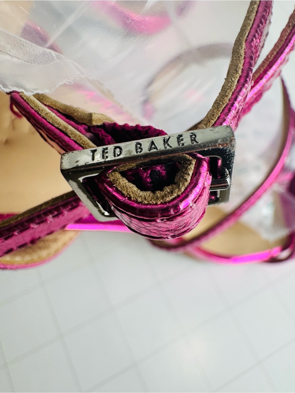 Ted Baker Metallic Fuchsia Strappy Stiletto Sandal - Picture 8 of 10